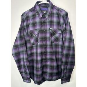 Dixxon Flannel 97 Ballistic BJ Baldwin Plaid Shirt Purple Black - Medium